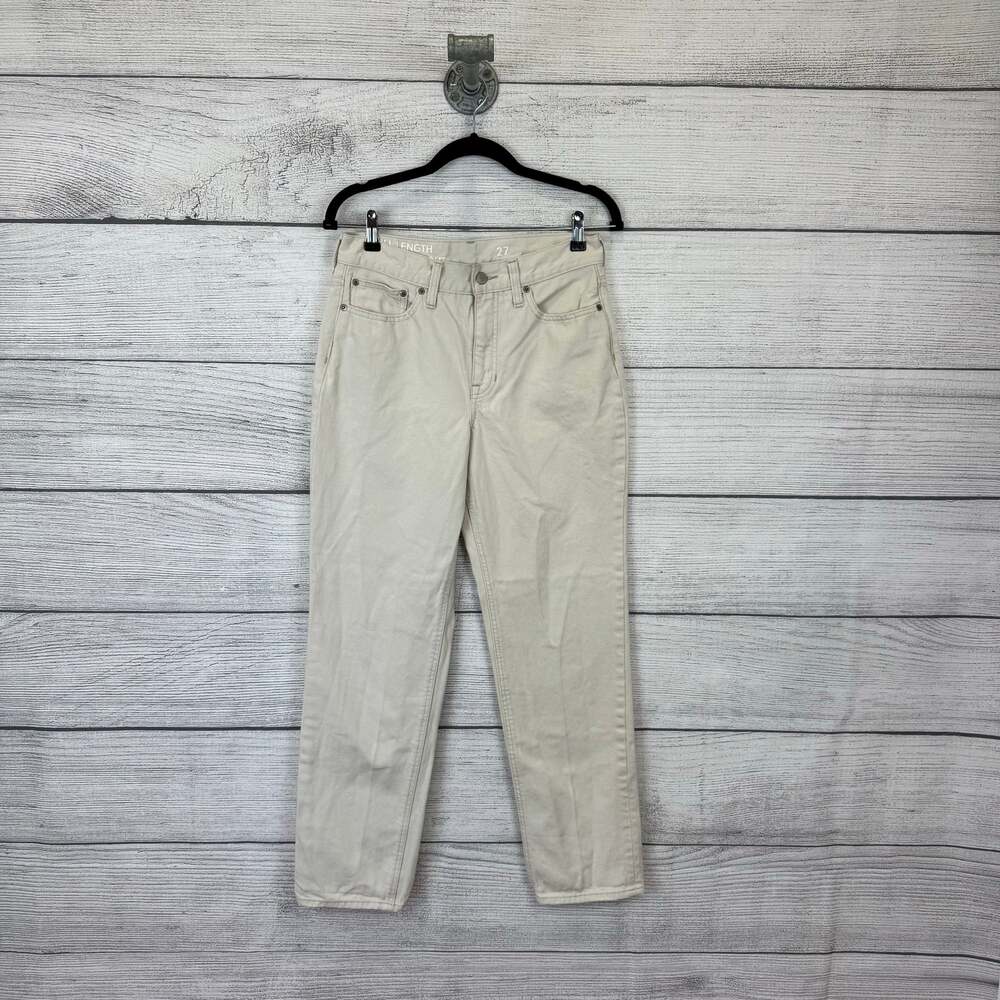 J.Crew Women's High Rise Ivory Full Length Classic Straight Jeans Size 27